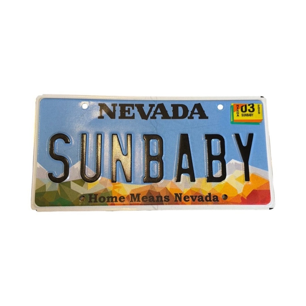 Nevada SUNBABY Vanity License Plate Home Means Nevada Sunset Mountain Graphic